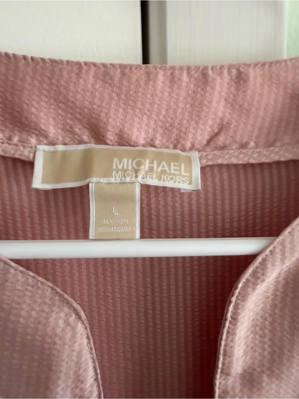 Michael Kors Blush Pink V-Neck Long Sleeve Blouse